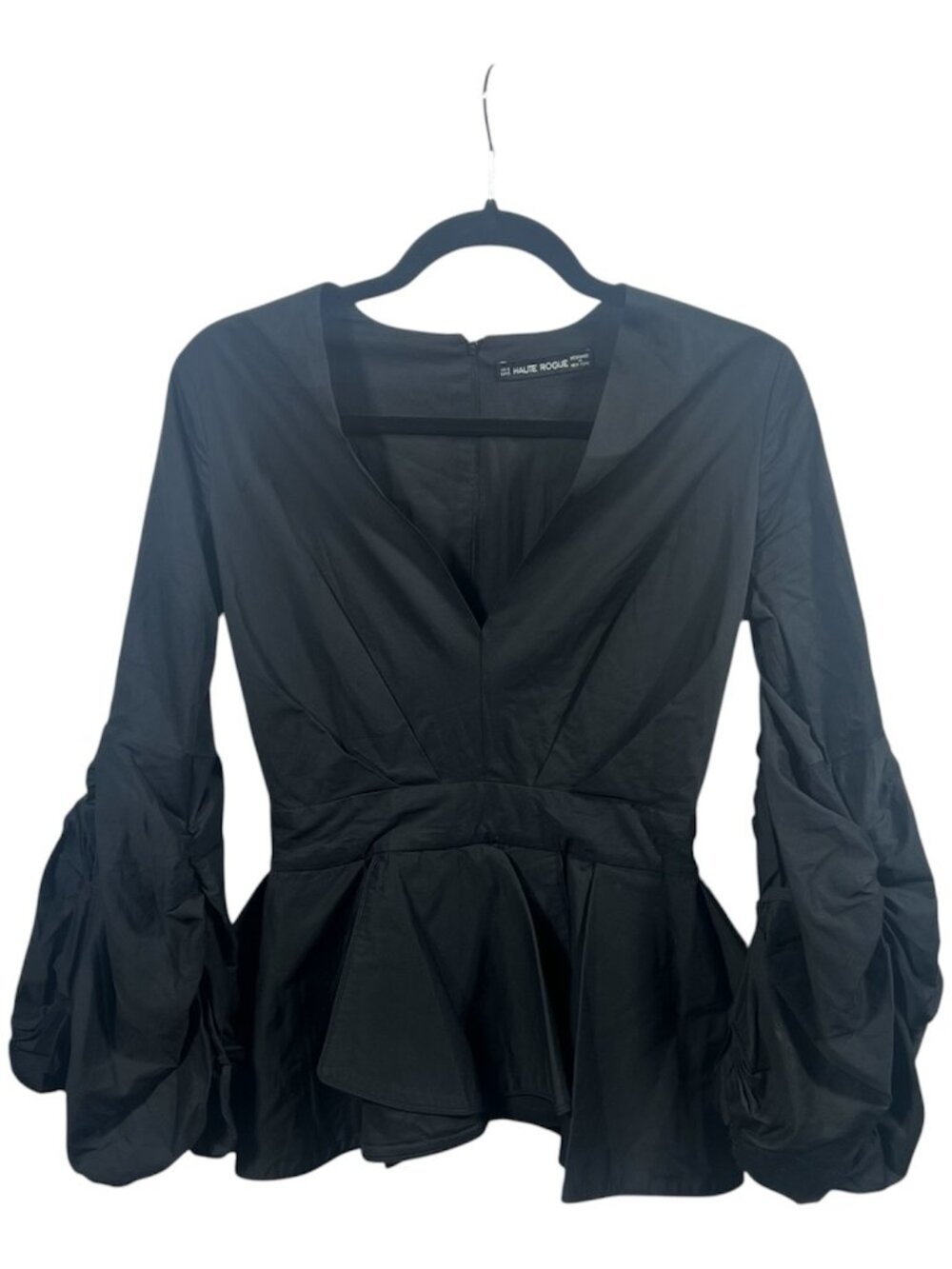 Victorian Whimsigoth Peplum Top Womens Small Structured Ruched Statement Blouse